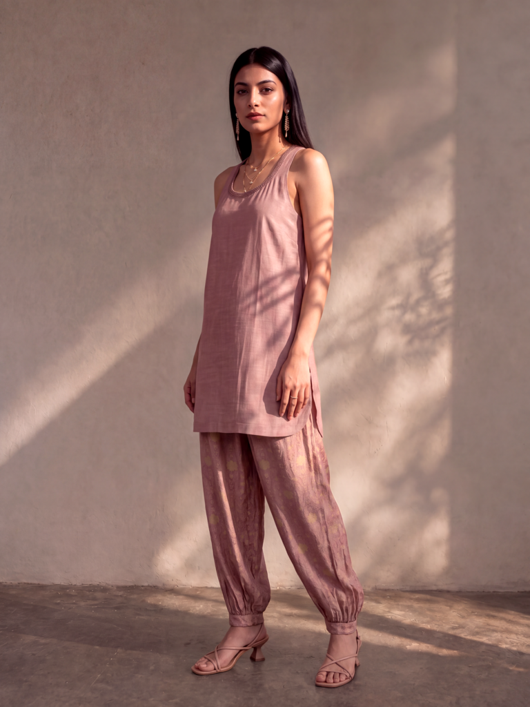 Embellised Kurta - Pink