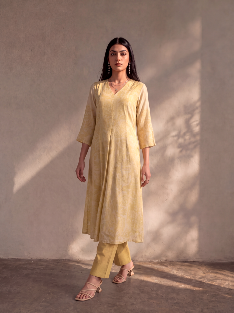 Printed Kurta Set - Yellow