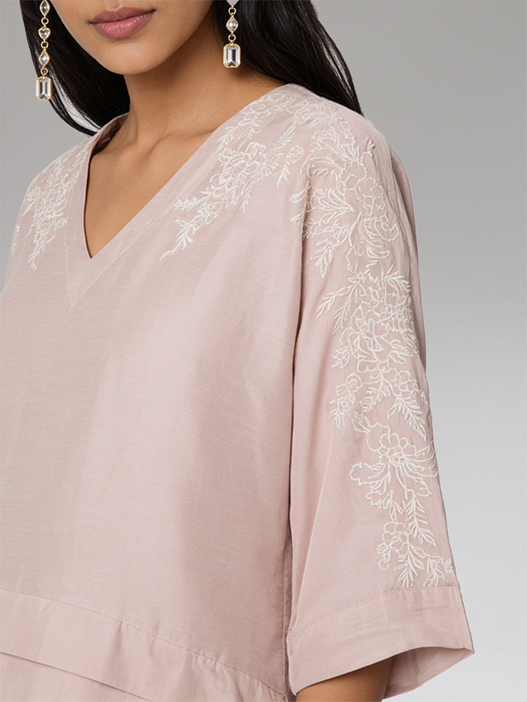Floral Embroidered Top – Pink