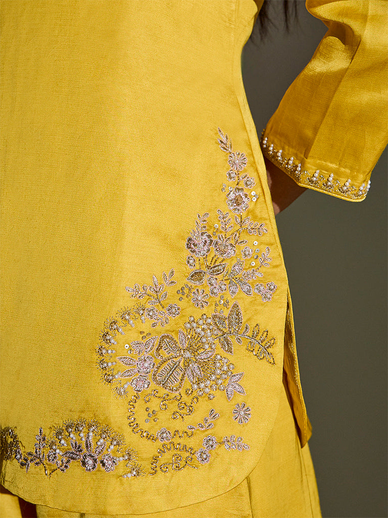 Embellished Kurta Set – Yellow
