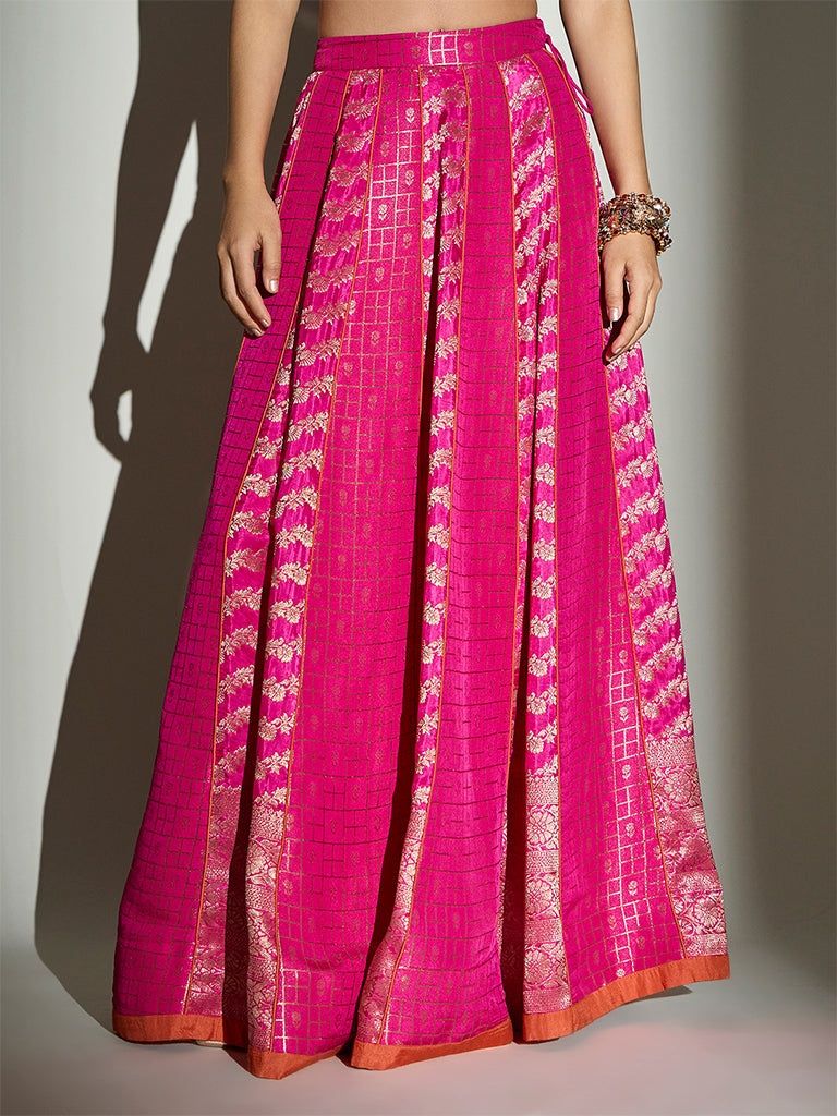 Brocade Lehenga Skirt – Fuchsia