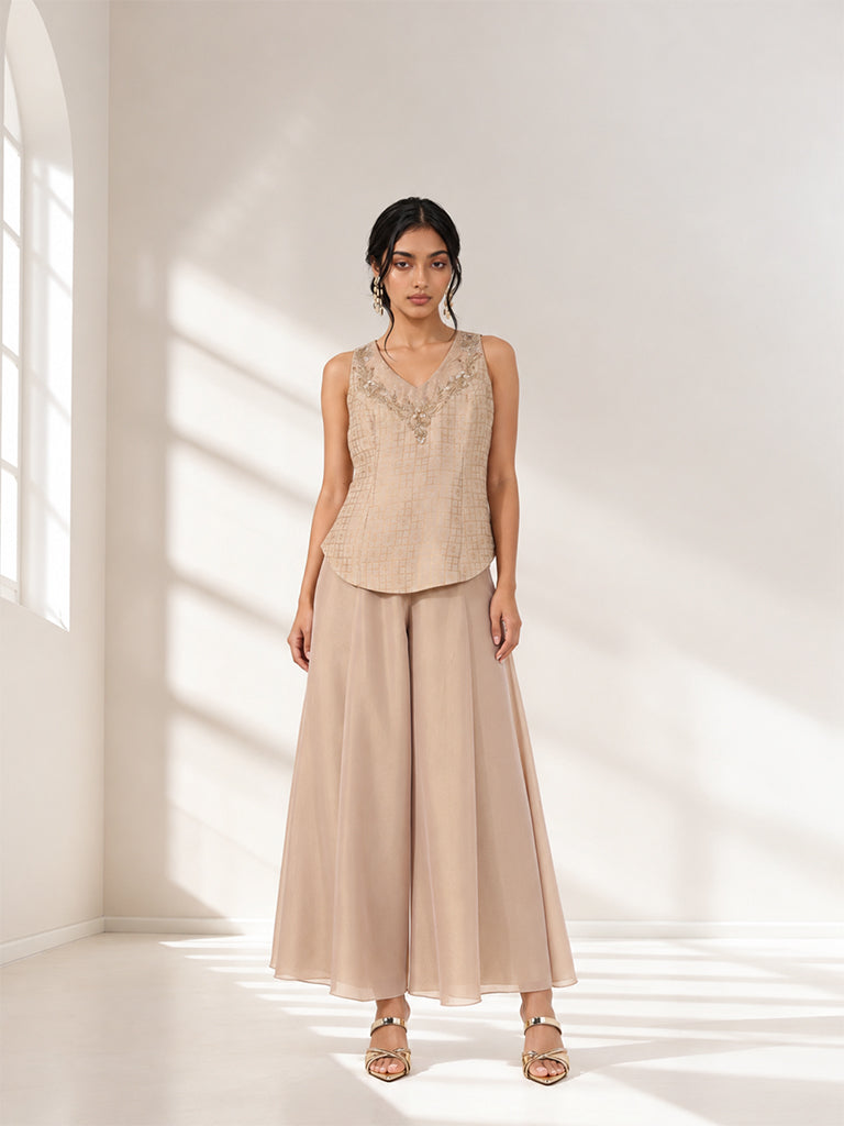 Embellished Co-ord Set - Beige