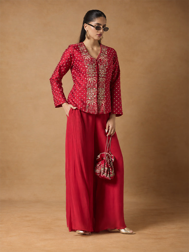 Samoh Embroidered Top - Red