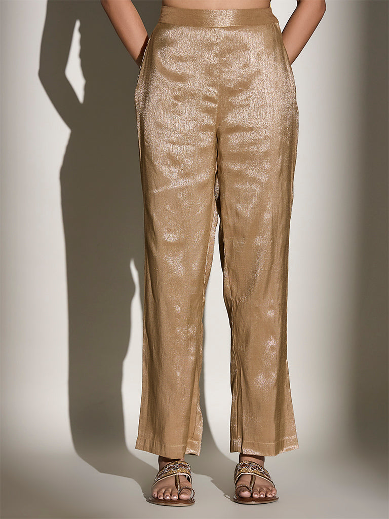 Straight-Leg Pants - Gold