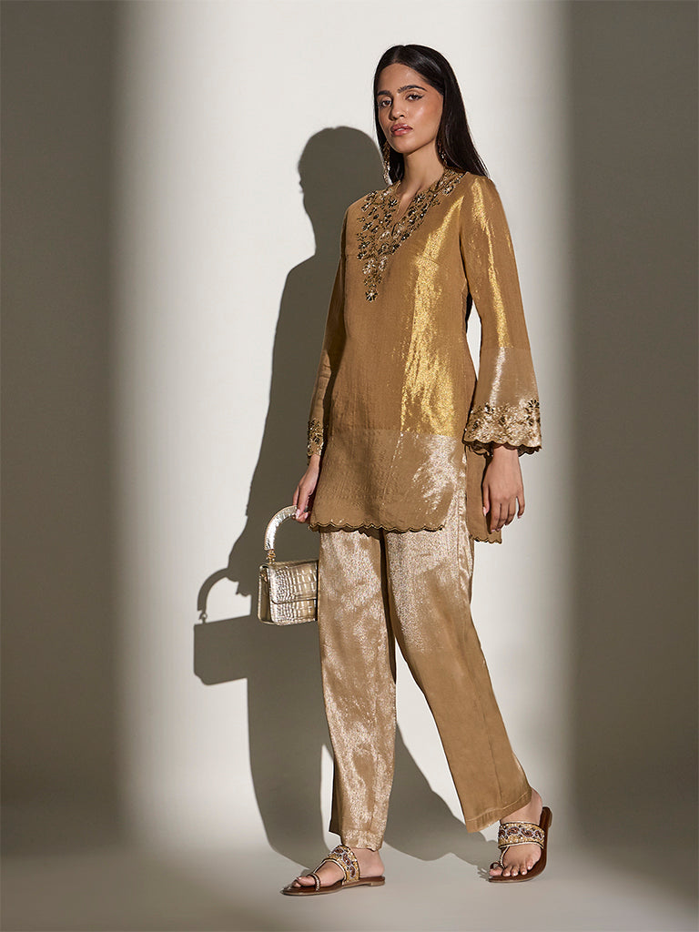Straight-Leg Pants - Gold