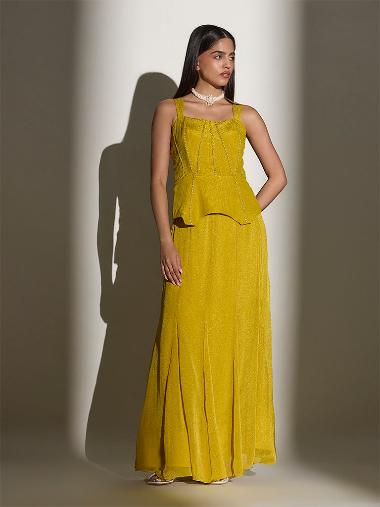 Textured Corset - Lime Yellow