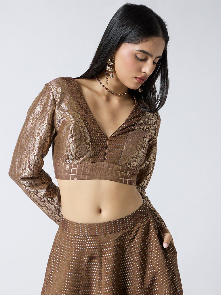 Jacquard Blouse - Brown