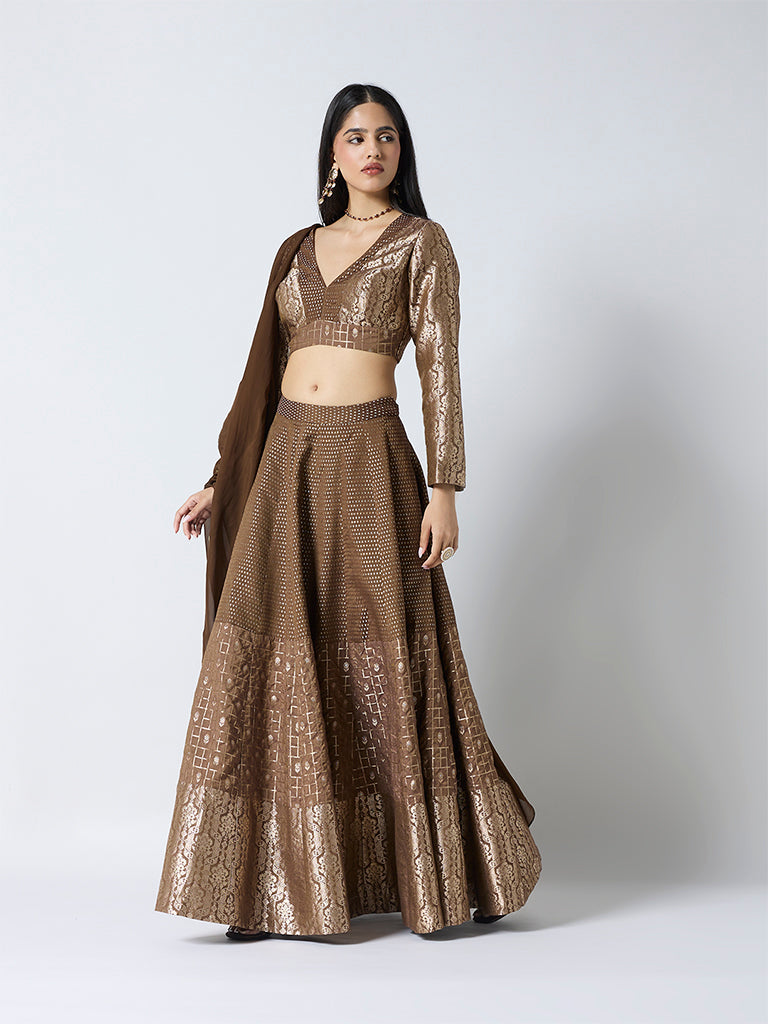 Jacquard Blouse - Brown
