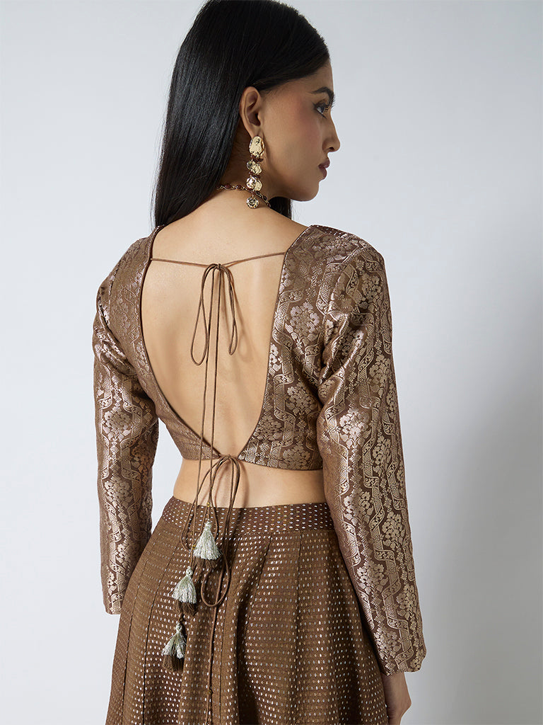 Jacquard Blouse - Brown