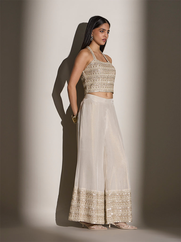 Sequin Embellished Co-ord Set - Beige