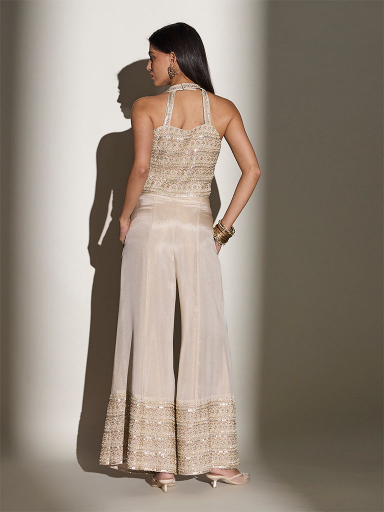 Sequin Embellished Co-ord Set - Beige