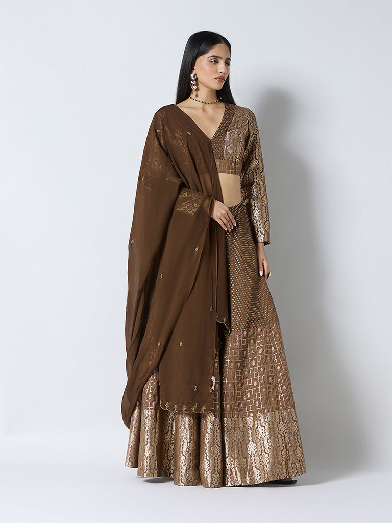 Embellished Dupatta - Brown