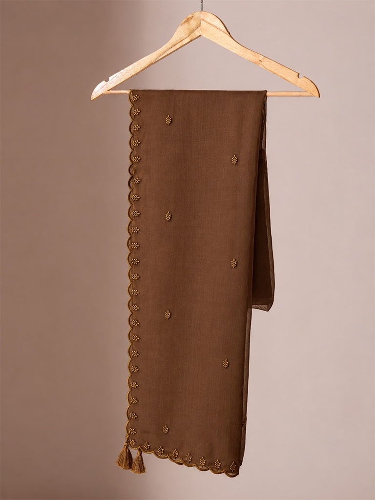 Embellished Dupatta - Brown