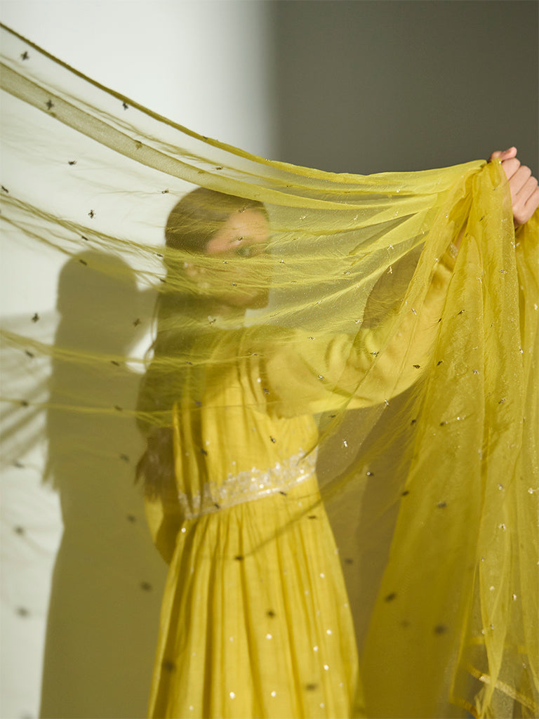 Embroidered Kurta Set – Yellow