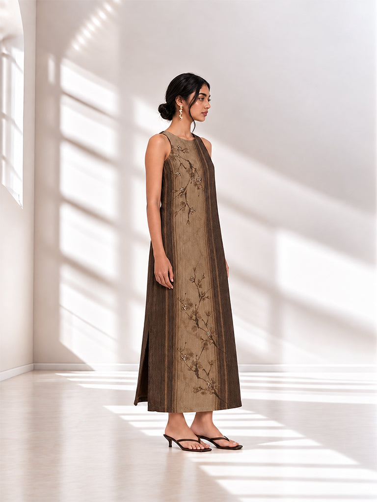 Botanical Straight Dress - Dark Brown