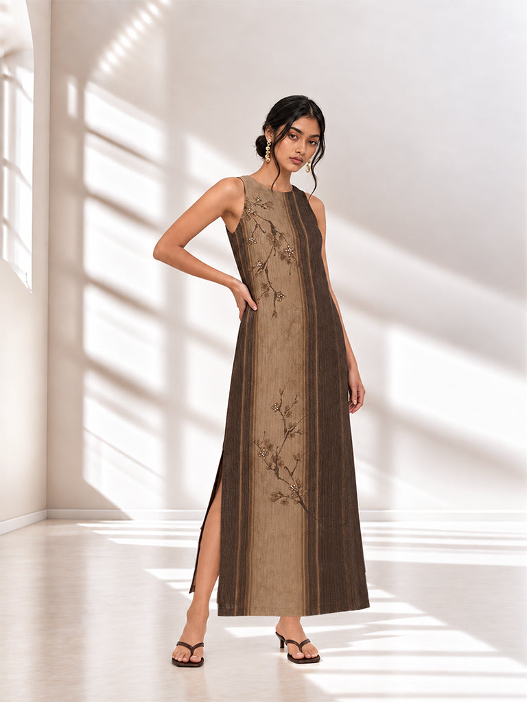 Botanical Straight Dress - Dark Brown