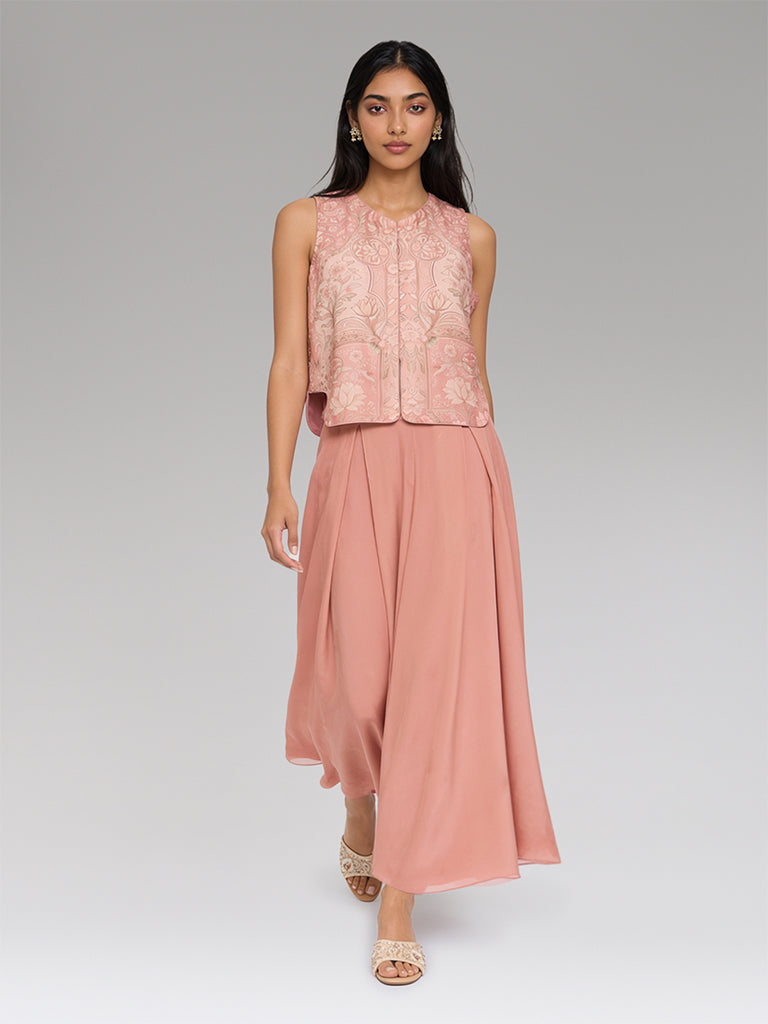 Pleated Wide-Leg Pants – Pink