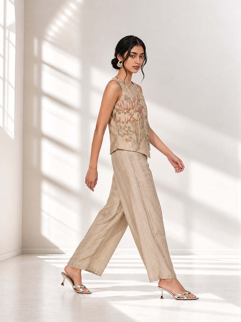 Printed Waistcoat - Beige
