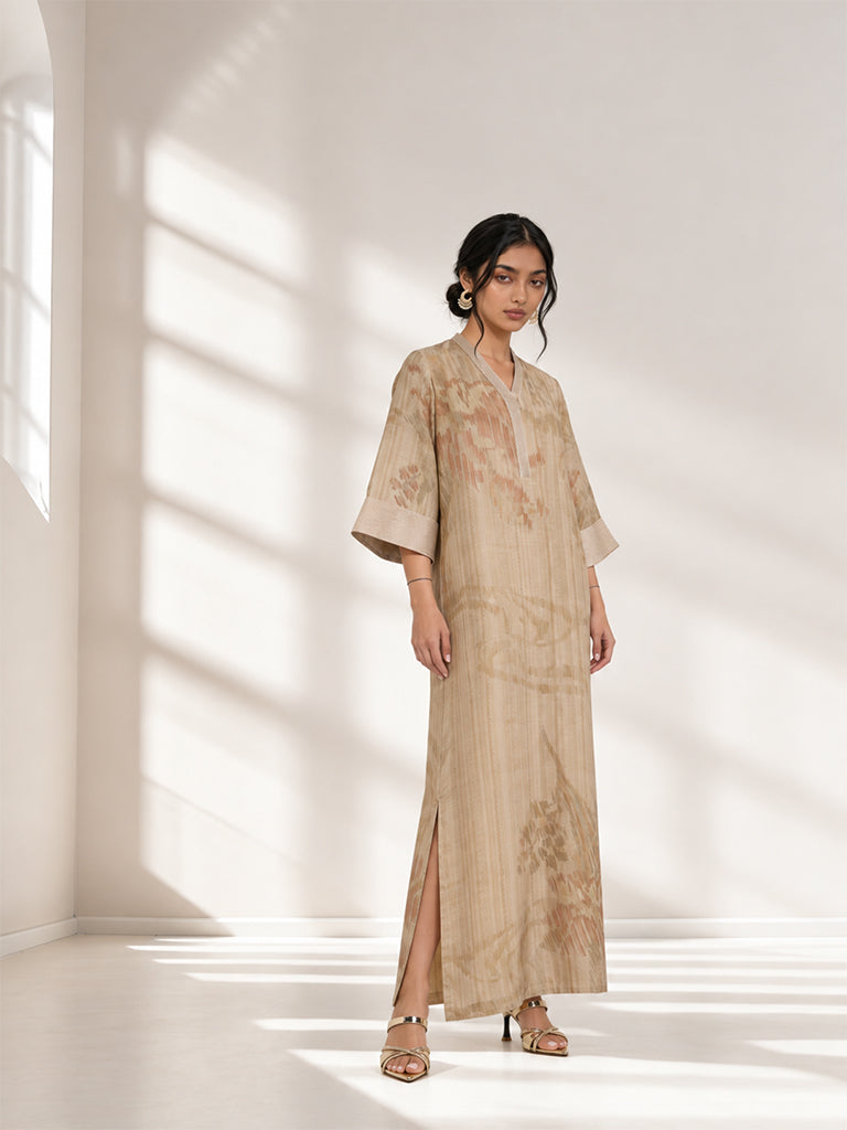 Printed Kaftan - Beige