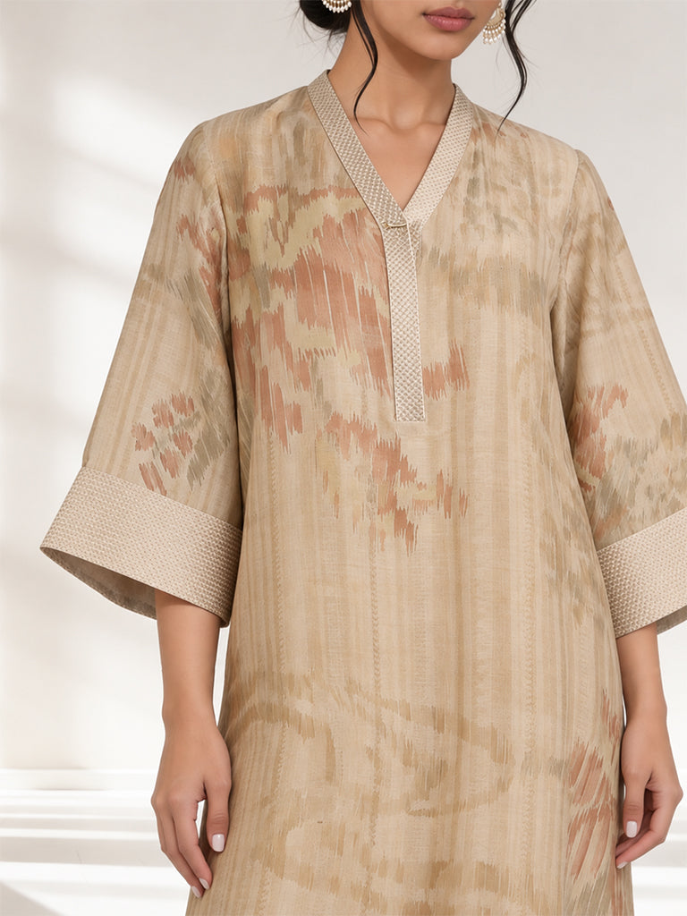 Printed Kaftan - Beige