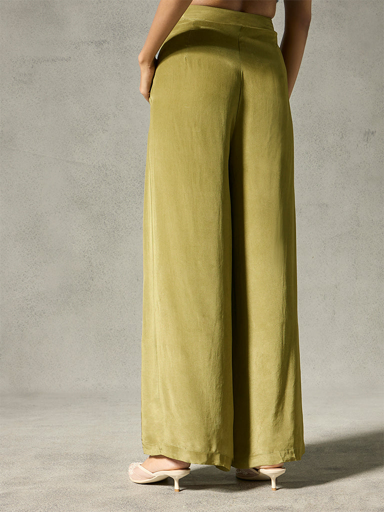 Flared Palazzos - Olive