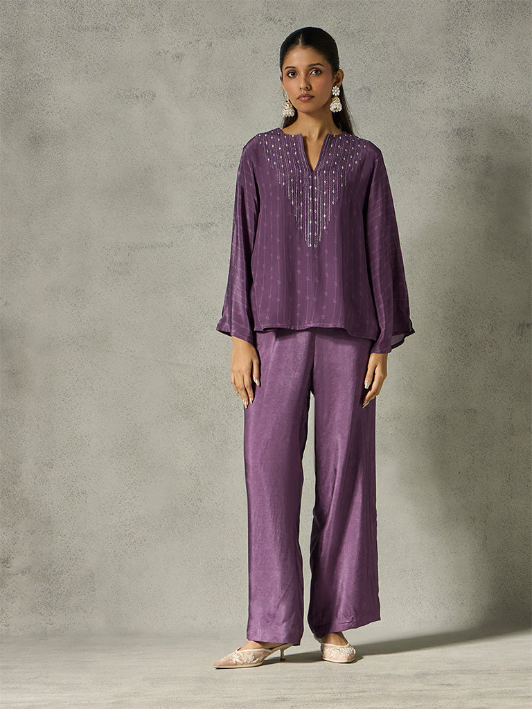 Straight-Leg Pants - Purple