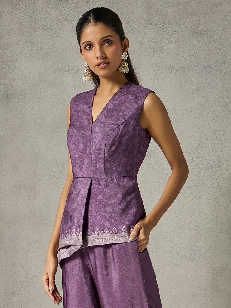 Printed Asymmetric Top - Purple