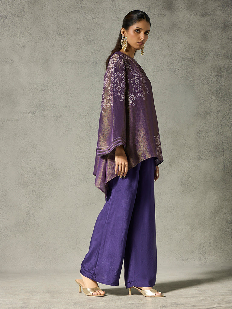 Printed Asymmetric Tunic - Purple