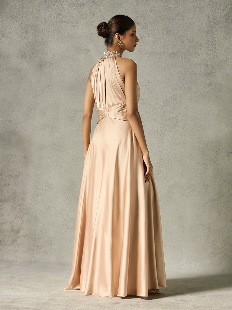 Embellished Maxi Dress - Champagne