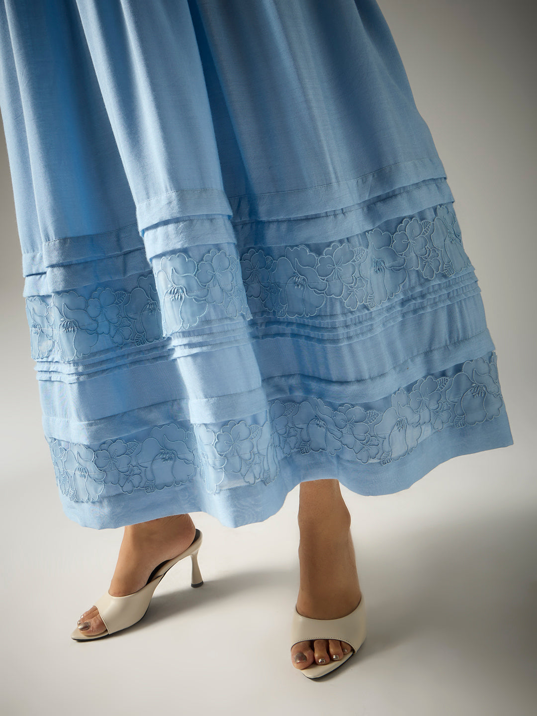 Pintuck Maxi Dress Blue