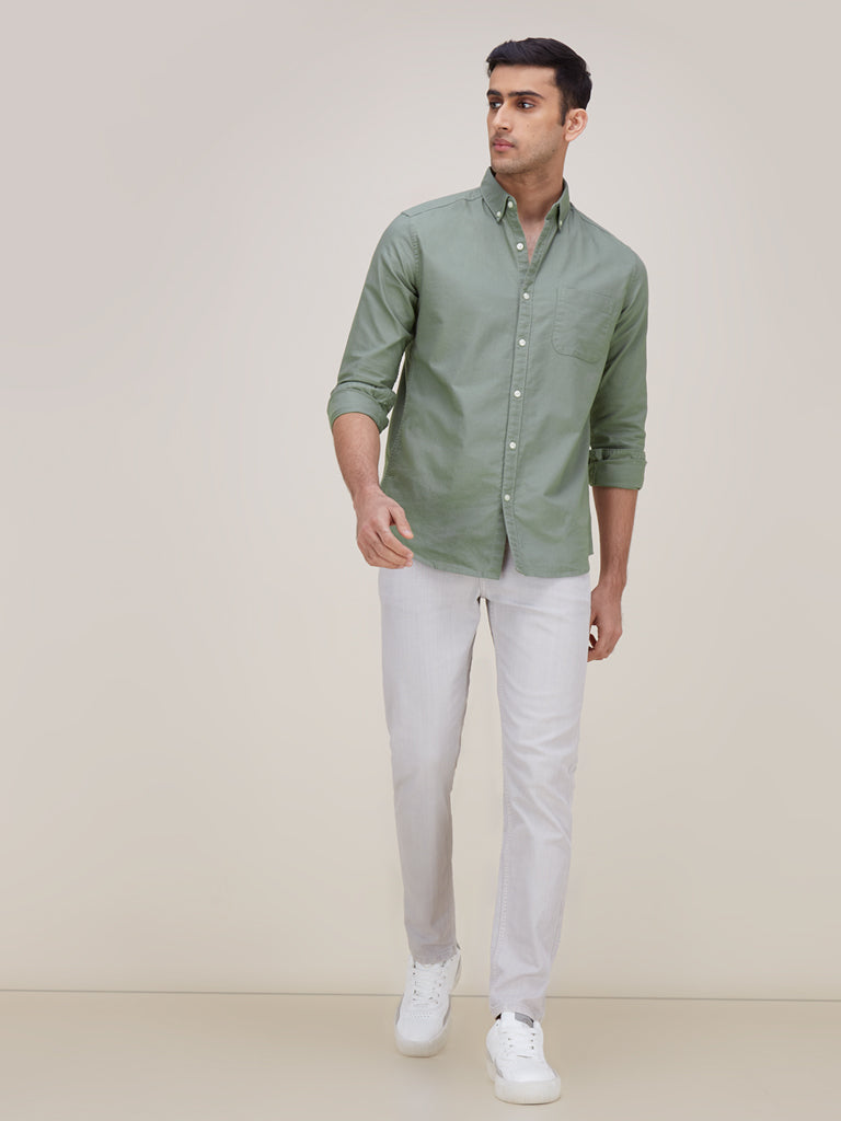 WES Casuals Sage Slim-Fit Casual Shirt
