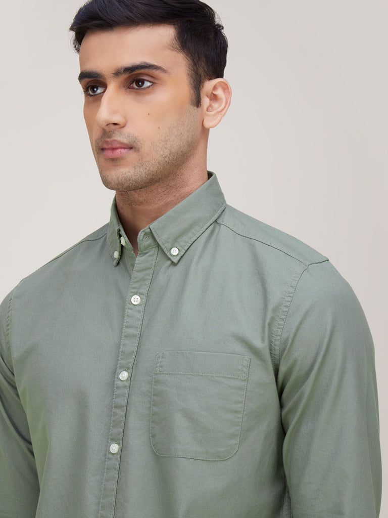 WES Casuals Sage Slim-Fit Casual Shirt