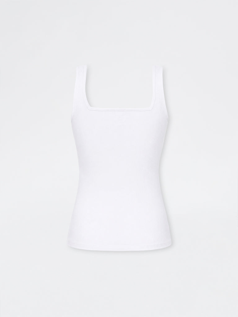 Wunderlove White Ribbed Cotton-Blend Camisole