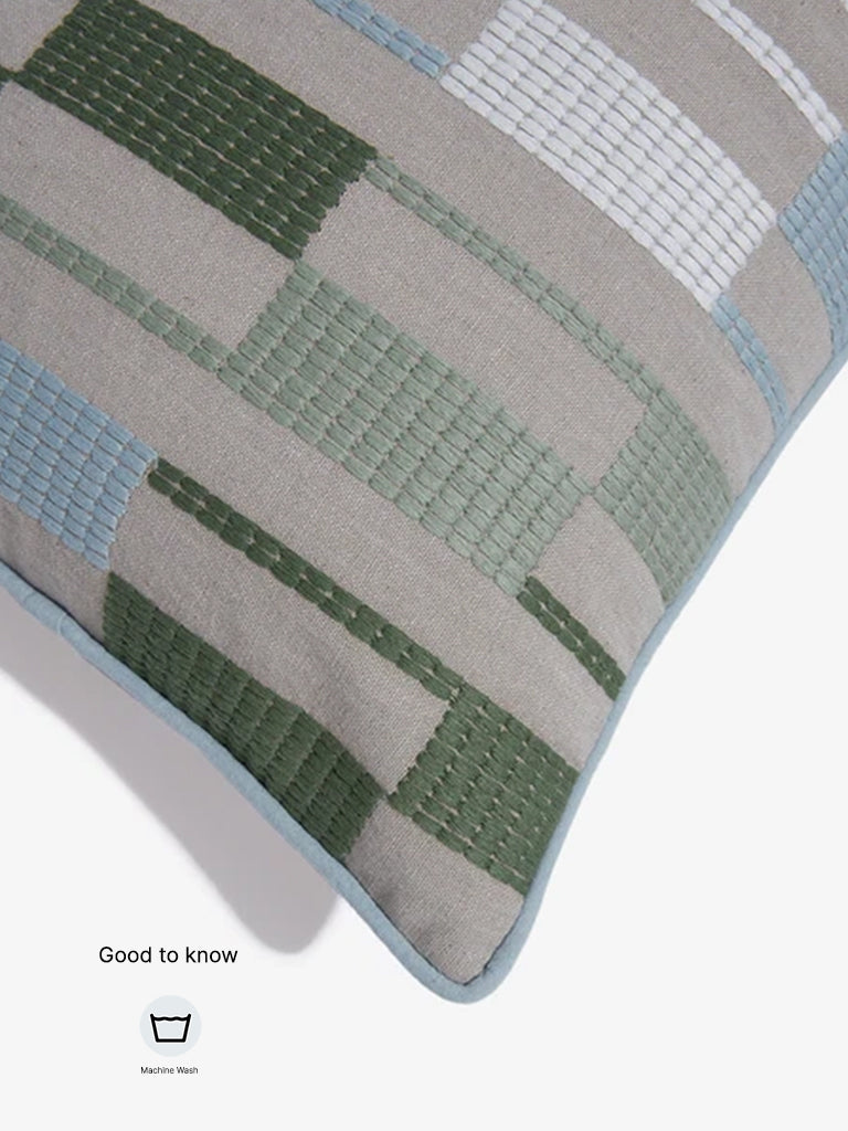 Westside Home Mint Embroidered Cushion Cover