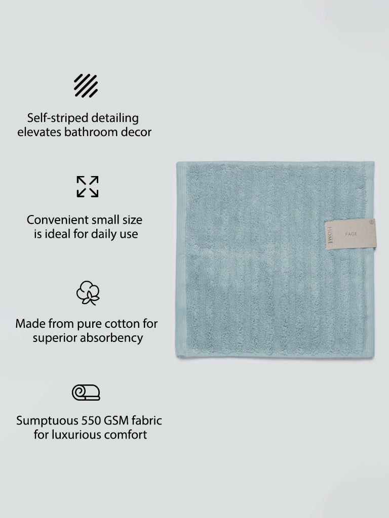 Westside Home Aqua Self-Striped Small 550 GSM Face Towels (Set of 2)