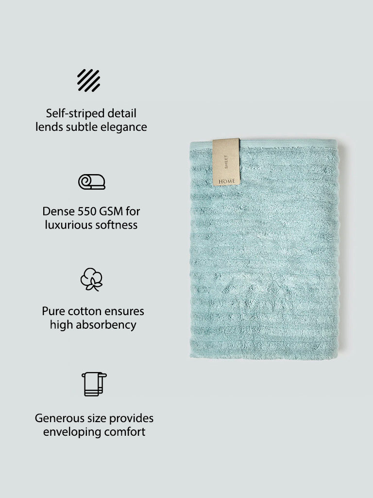 Westside Home Aqua Self-Striped Medium 550 GSM Bath Towel