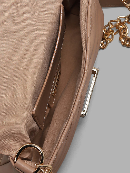 LOV Quilted Structured Beige Sling Bag
