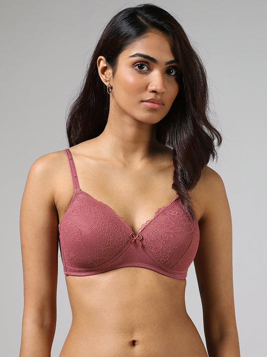 Wunderlove Mauve Lace Padded Bra