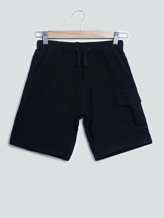 Y&F Boys Solid Black Shorts