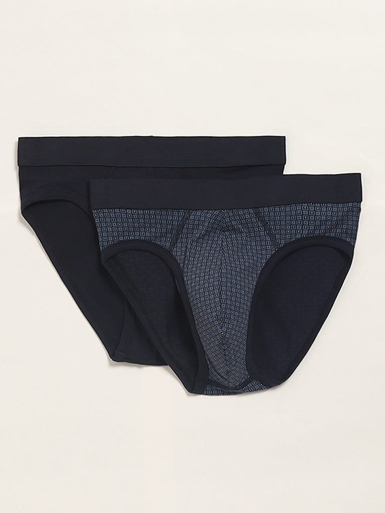 WES Lounge Navy Basic Briefs - Pack of 2