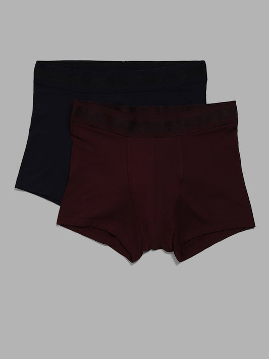 WES Lounge Navy & Maroon Trunks - Pack of 2