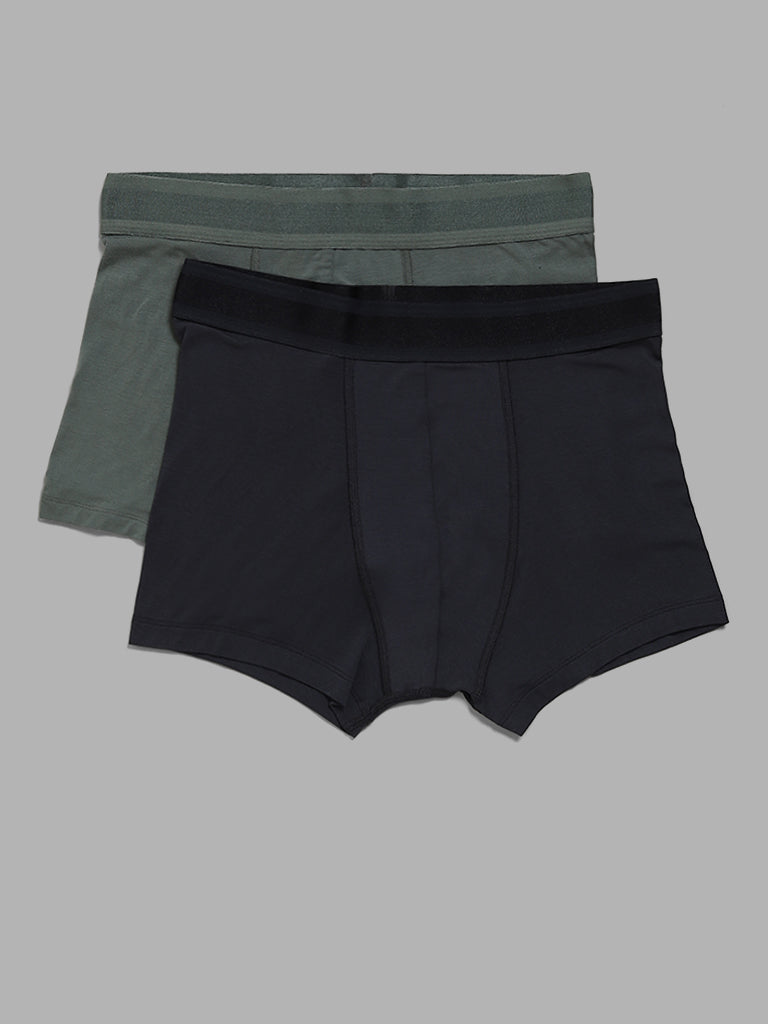 WES Lounge Slate Grey & Green Trunks - Pack of 2