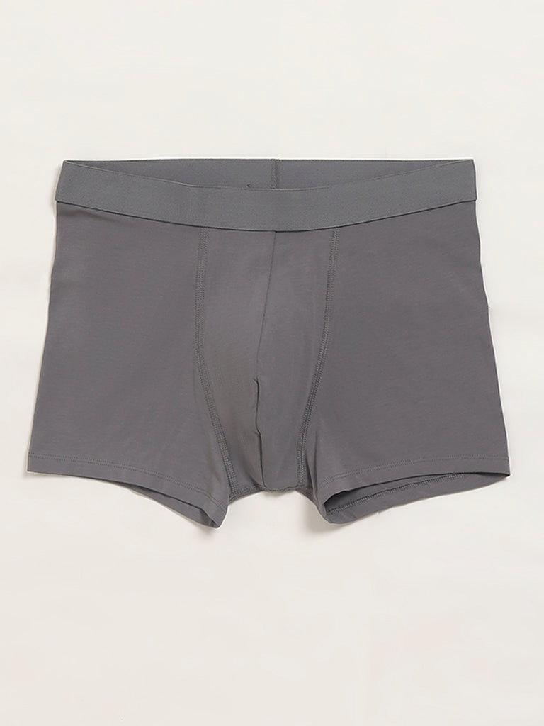 WES Lounge Grey Cotton Trunks - Pack of 2