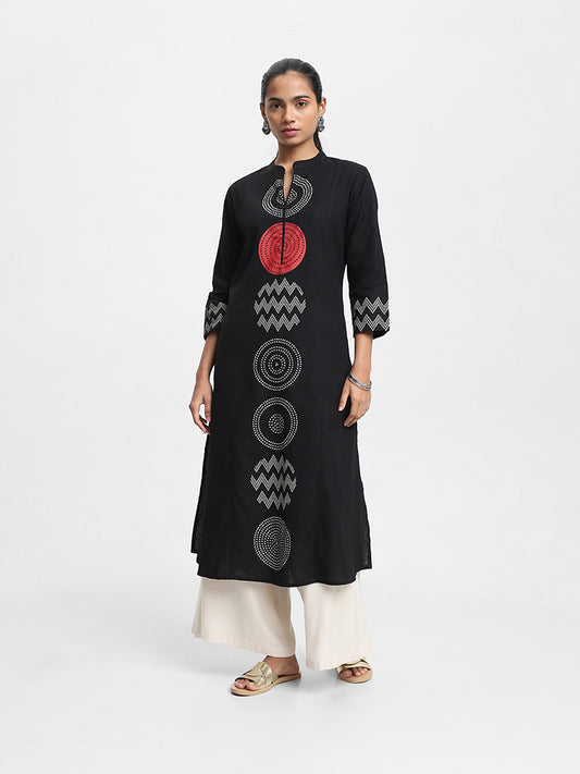 Utsa Printed Black Kurta