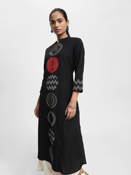 Utsa Printed Black Kurta