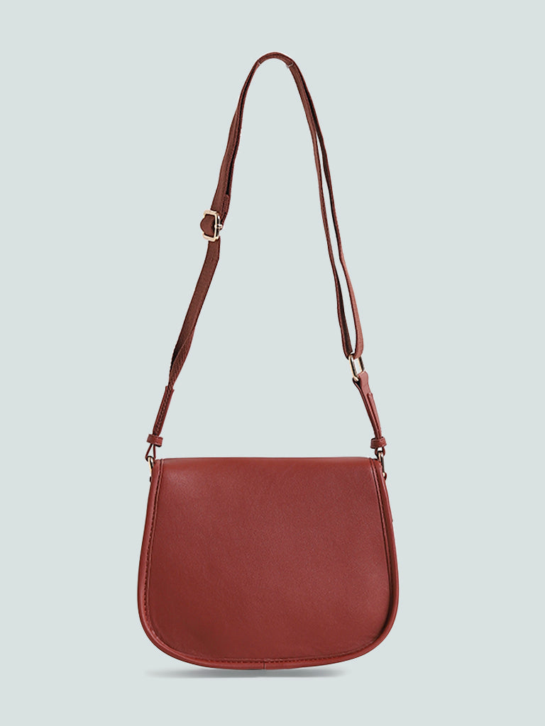 LOV Solid Rust-Colored Saddle Bag