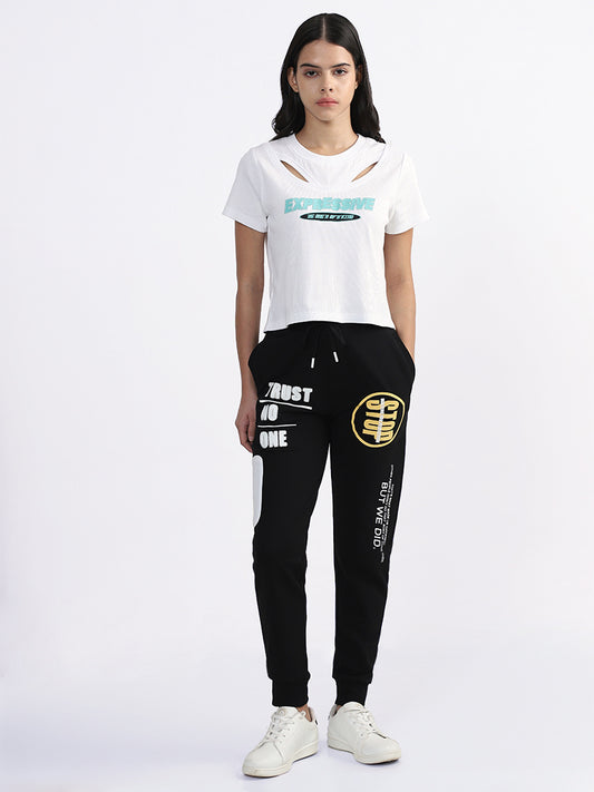 Studiofit Printed Black Ankle Length Joggers