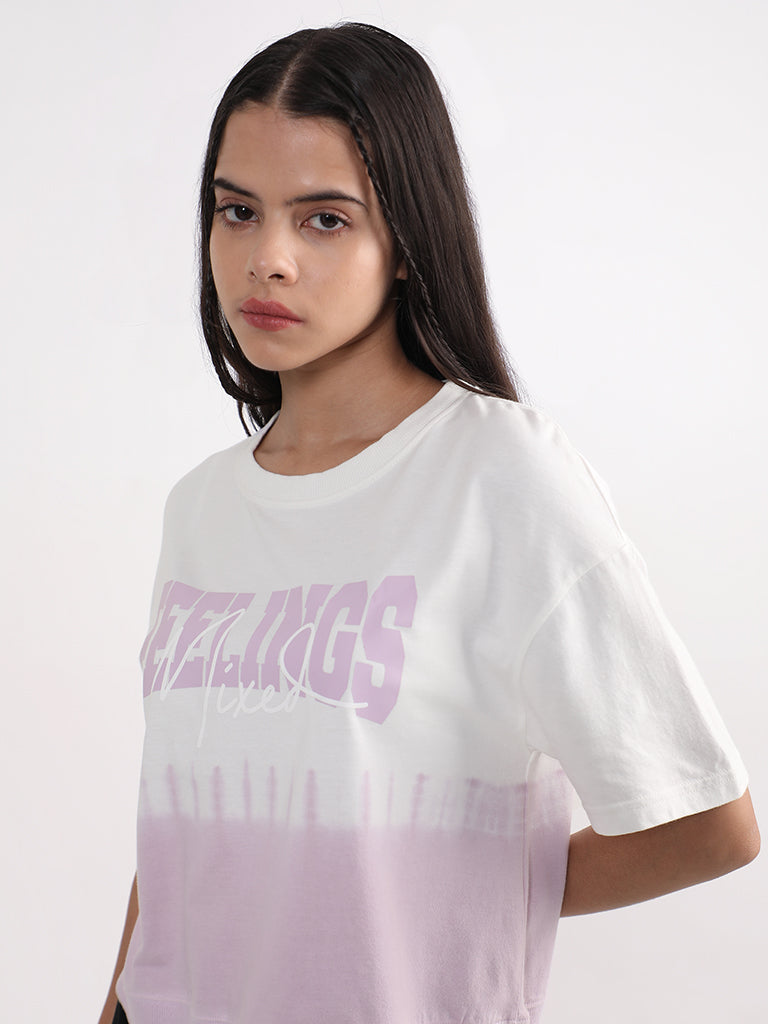 Shop Studiofit Printed Lilac White T-Shirt Online – Westside
