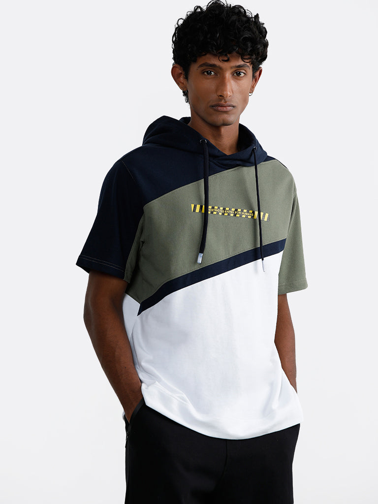 Shop Studiofit Plain Olive Hoody Relaxed Fit Sweatshirt Online – Westside