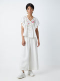 Bombay Paisley White Embroidered Peplum Top